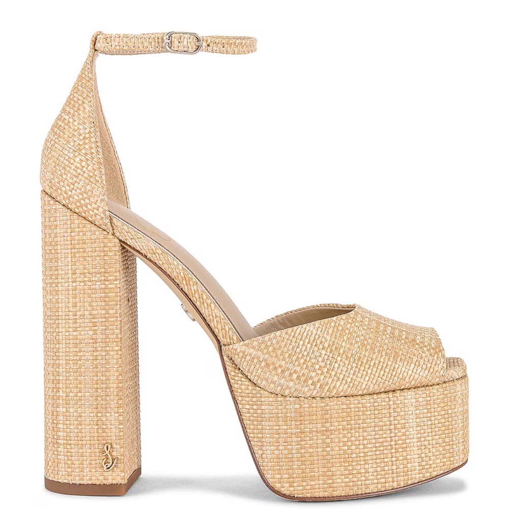 NWOT Sam Edelman Raffia Kori Platform in Bleached Beechwood